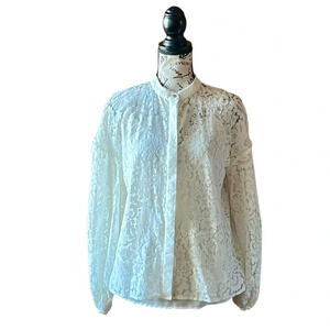 Keepsake Revolve S Ivory Floral Lace Cottegecore sheer coquette blouse Angel